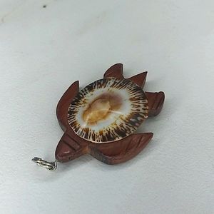 Wooden Sea Turtle Seashell Hawaiian Charm